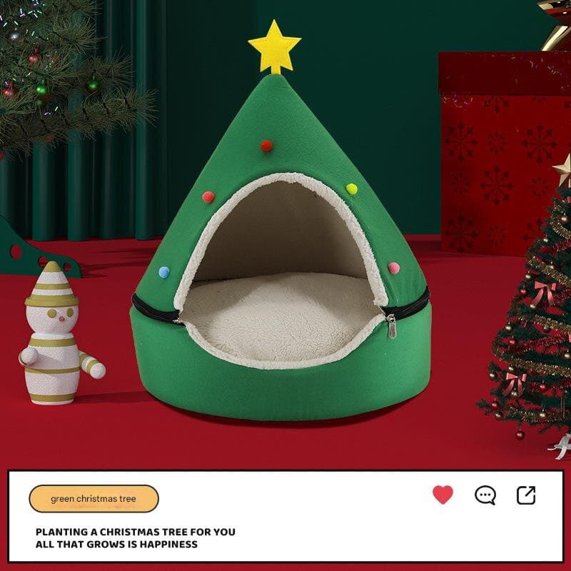 Festive Detachable Pet House - Cozy Santa Hat Design