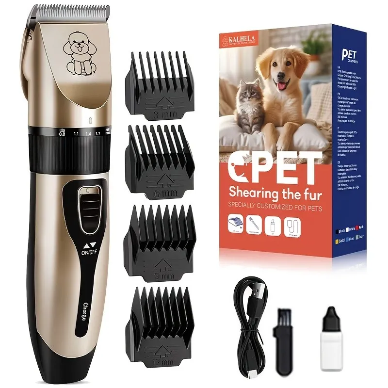 Quiet Pet Grooming Clipper Set for Home Use, Rechargeable Professional Grooming Clipper, photo 1 of 10