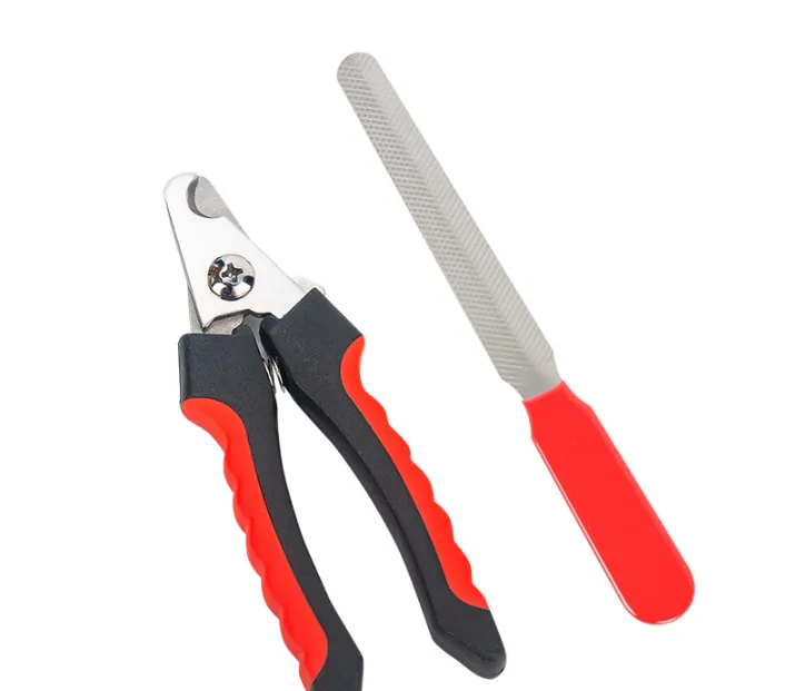 Pet Nail Clippers & File Set for Small Dogs Cats Stainless Steel Claw Trimmer with Safety Guard Non-Slip Handle Grooming Tool &