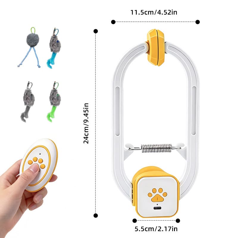 Electric Interactive Cat Teaser with Remote Control & Door Clip – Dual-Mode Swinging & Rotating Motion, Auto 15-Minute Play, Safe ABS Material, Includes 4 Tail Toys, for Cats & Small Pets, photo 1 of 7