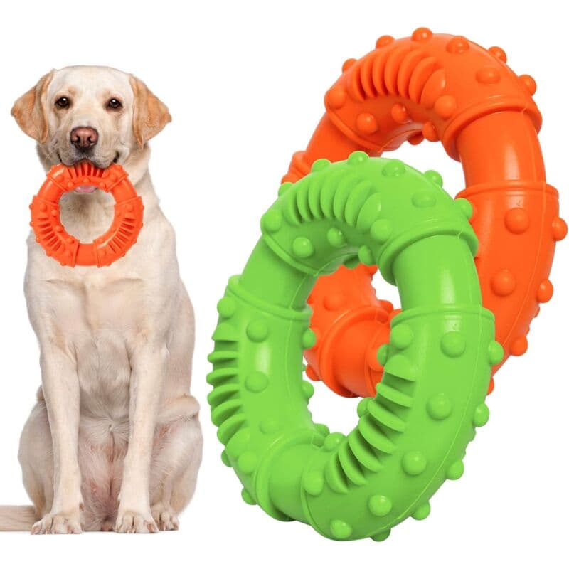 2 pcs Dog Chew Toys, Durable Rubber Ring Dog Toy, Dog Teeth Cleaning Toy For Large And Medium Dogs, photo 1 of 4