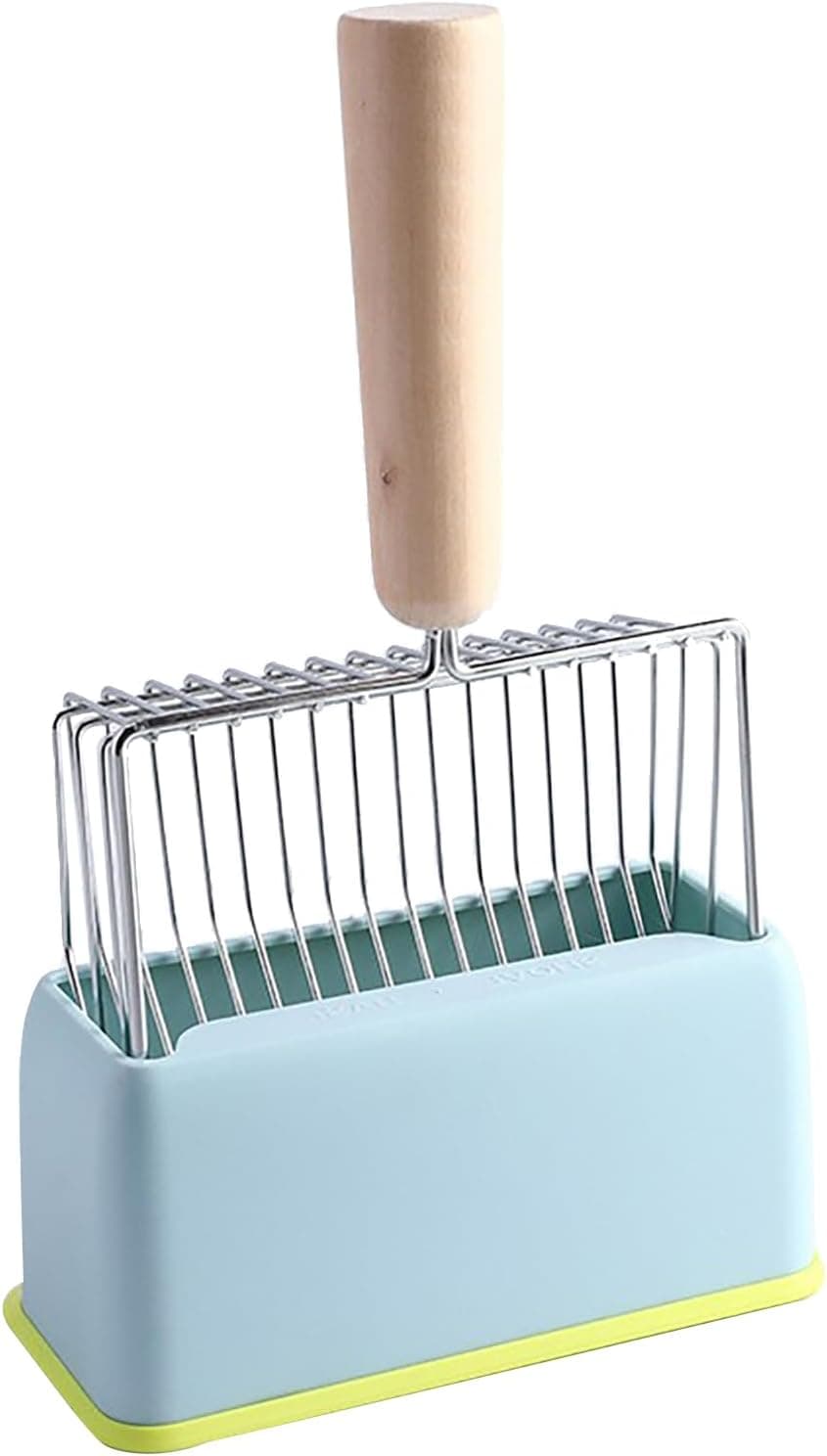 Large Metal Cat Litter Scoop with Deep Sifter Shovel and Storage Base, Long Wooden Handle Cleaning Tool for Litter Boxes, Blue, photo 1 of 5