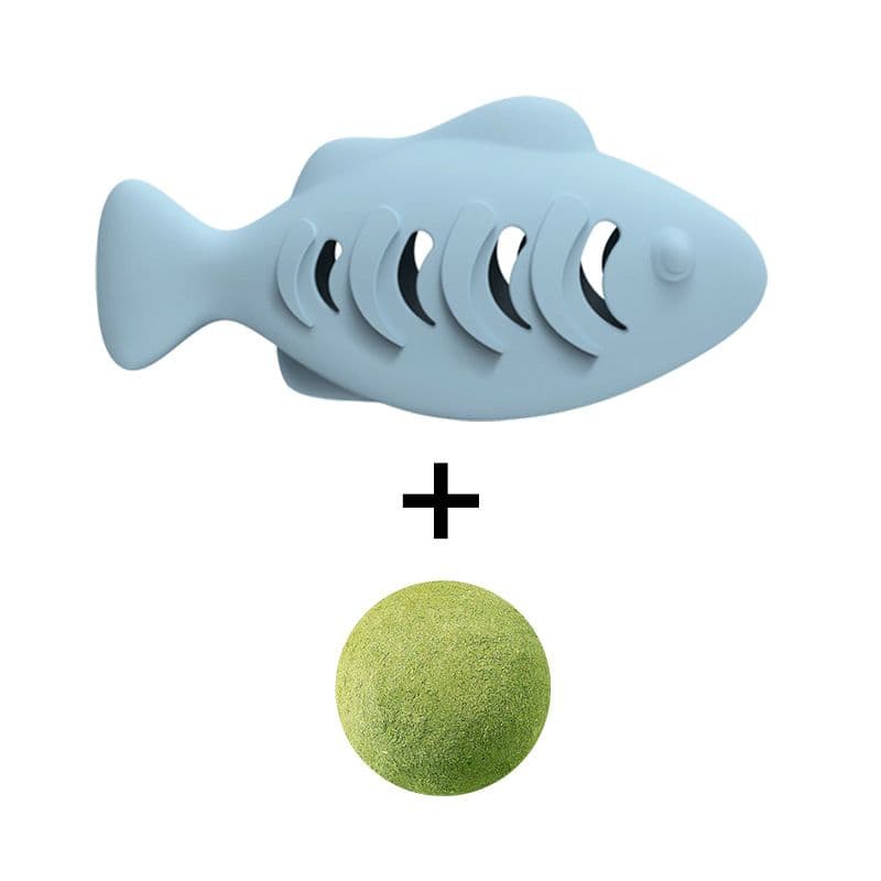 2-piece Fish-Shaped Silicone Cat Toy and Catnip– 3-in-1 Interactive & Self-Entertaining Toy with Catnip/Cat food, Dental Care & Hairball Relief – BPA-Free, Food-Grade Safety