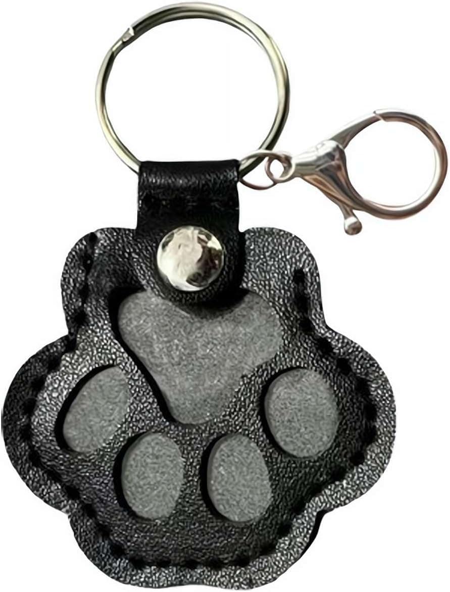 Pet Hair Keepsake Box for Dog, Pets Hair Storage Pouch Fur Memorial Keyring for Pet Commemorative,Dog Cat Paw Shape Leather Keychain Pendant, photo 1 of 6