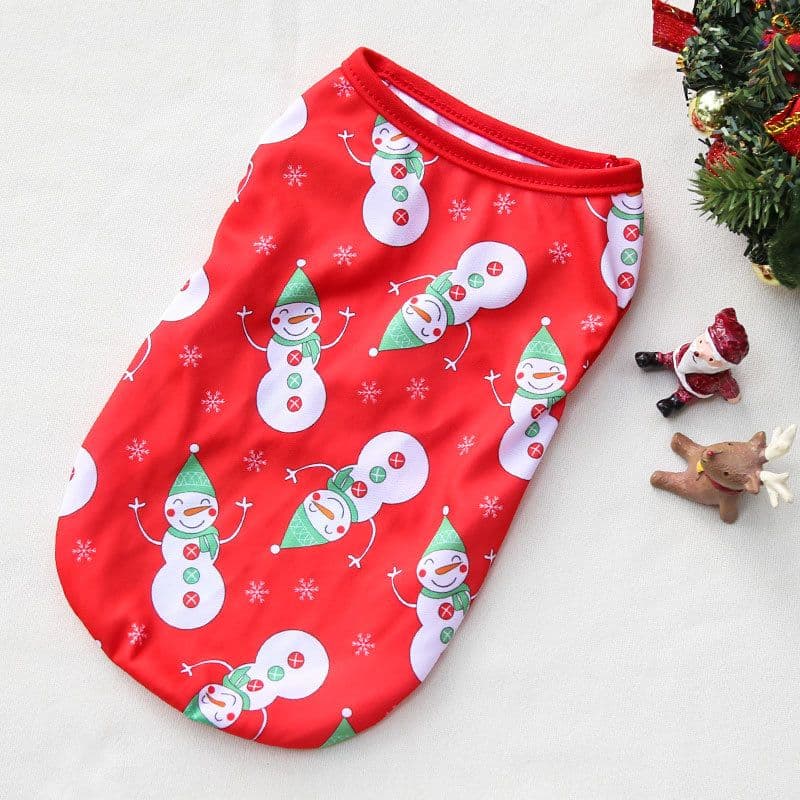 Christmas Pet Clothes Dog Cat Winter Cotton 144 cotton-padded coat - Vest Christmas red background Gr