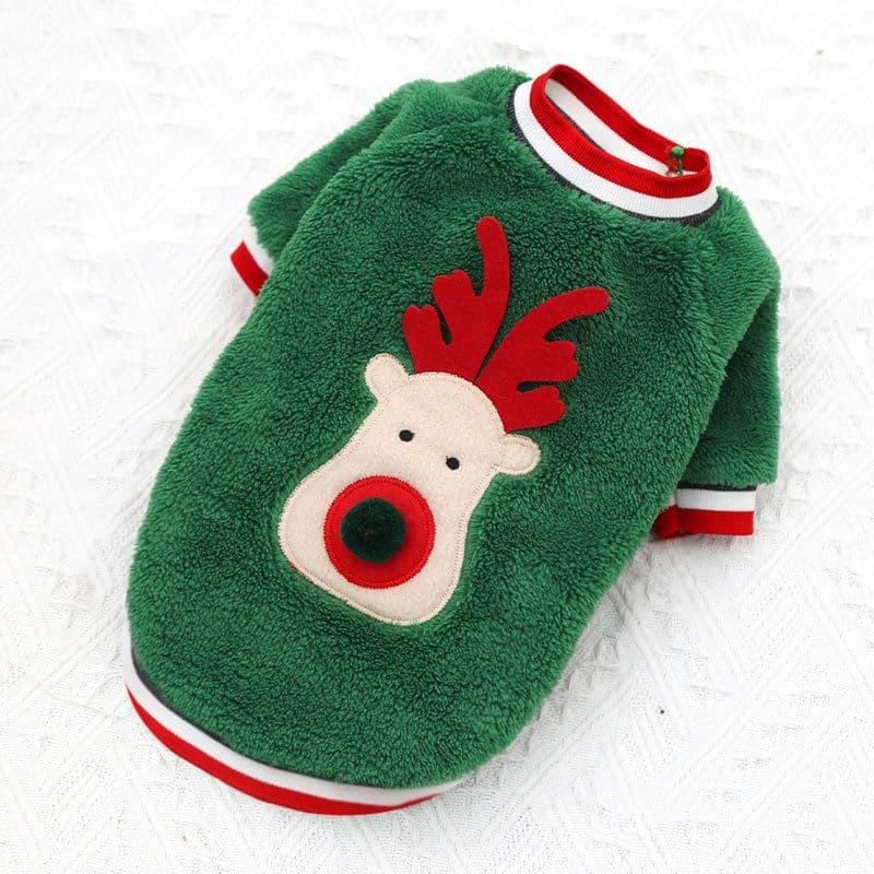 Coral Fleece Dog Sweatshirt Cartoon Deer leg