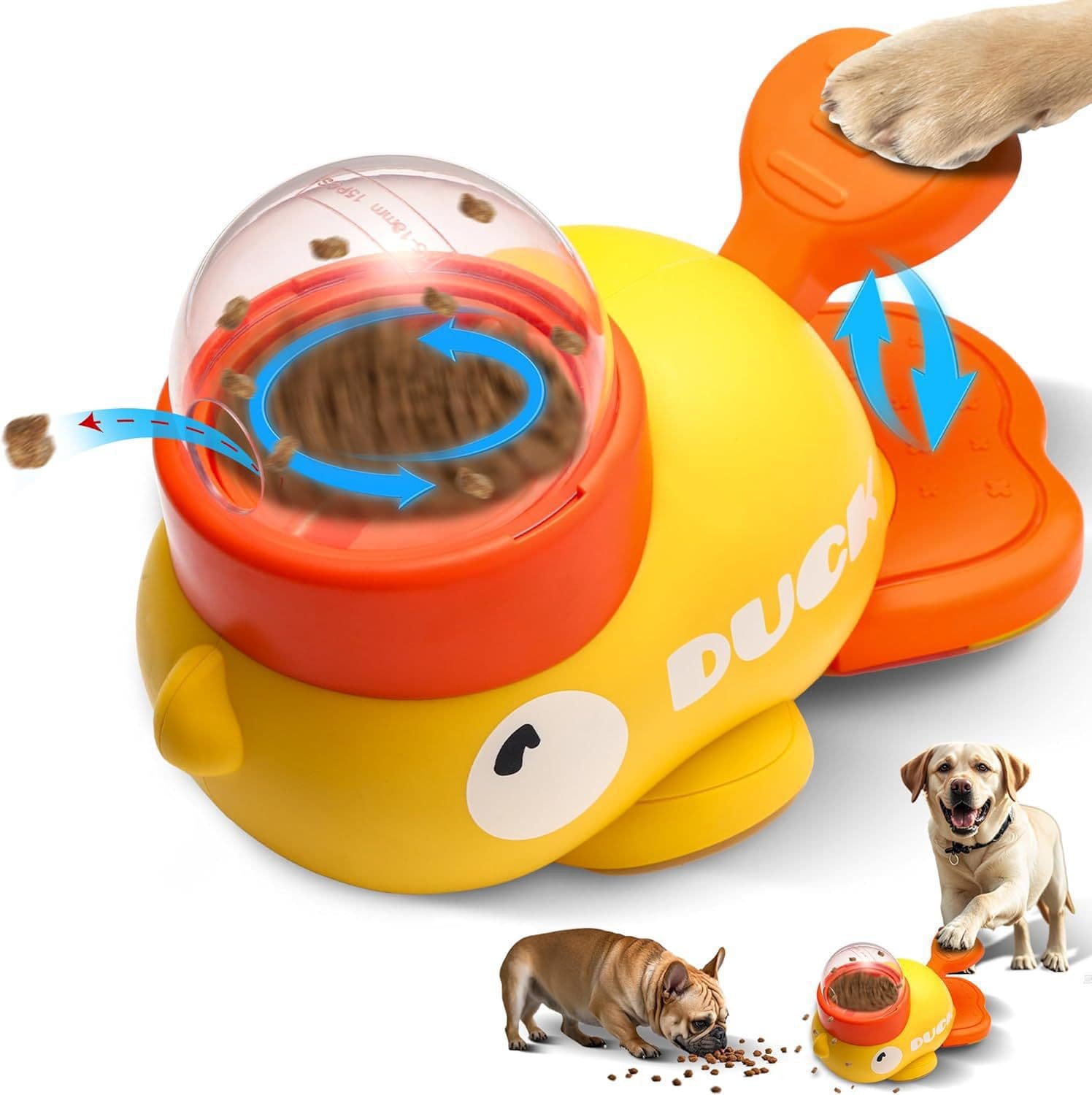 Yellow Interactive Duck-Shaped Automatic Pet Feeder – Smart Treat Dispenser for Cats & Dogs with 3 Adjustable Port Sizes, photo 1 of 5