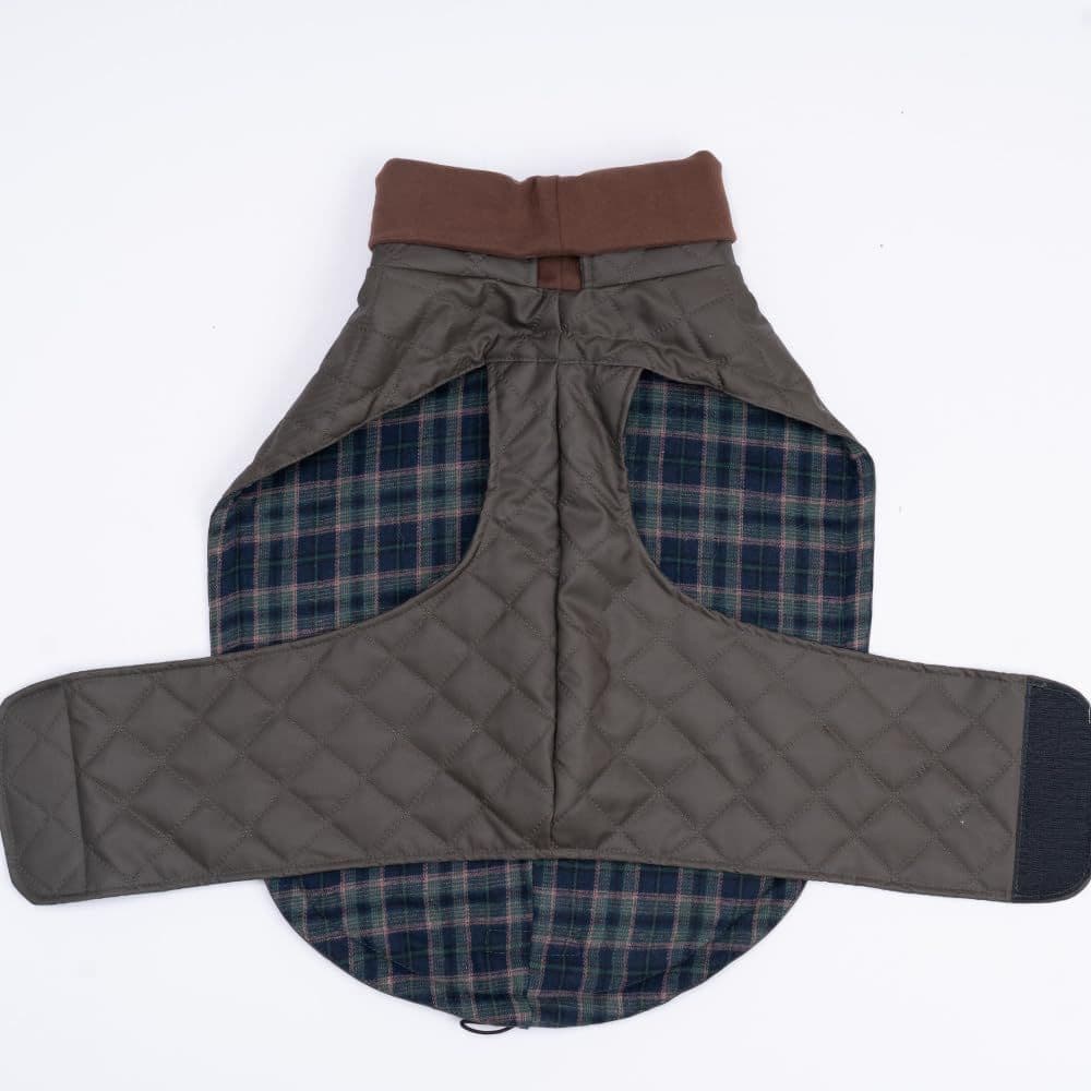 Dog Coat, Dog Jacket for Winter , Coat with Harness Hole, Reversible Plaid Checkered Warm Fluffy Heavy Duty for Puppy, M, olive green, photo 1 of 5