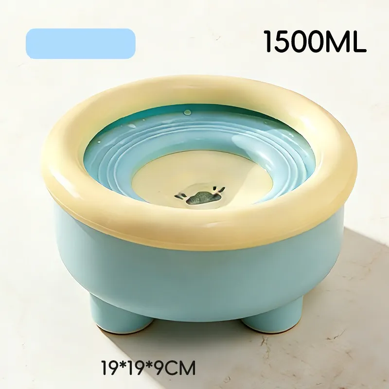 Anti-Splash Floating Pet Water Bowl, 1500ml Large Capacity, Tip-Proof and Chin-Dry Design