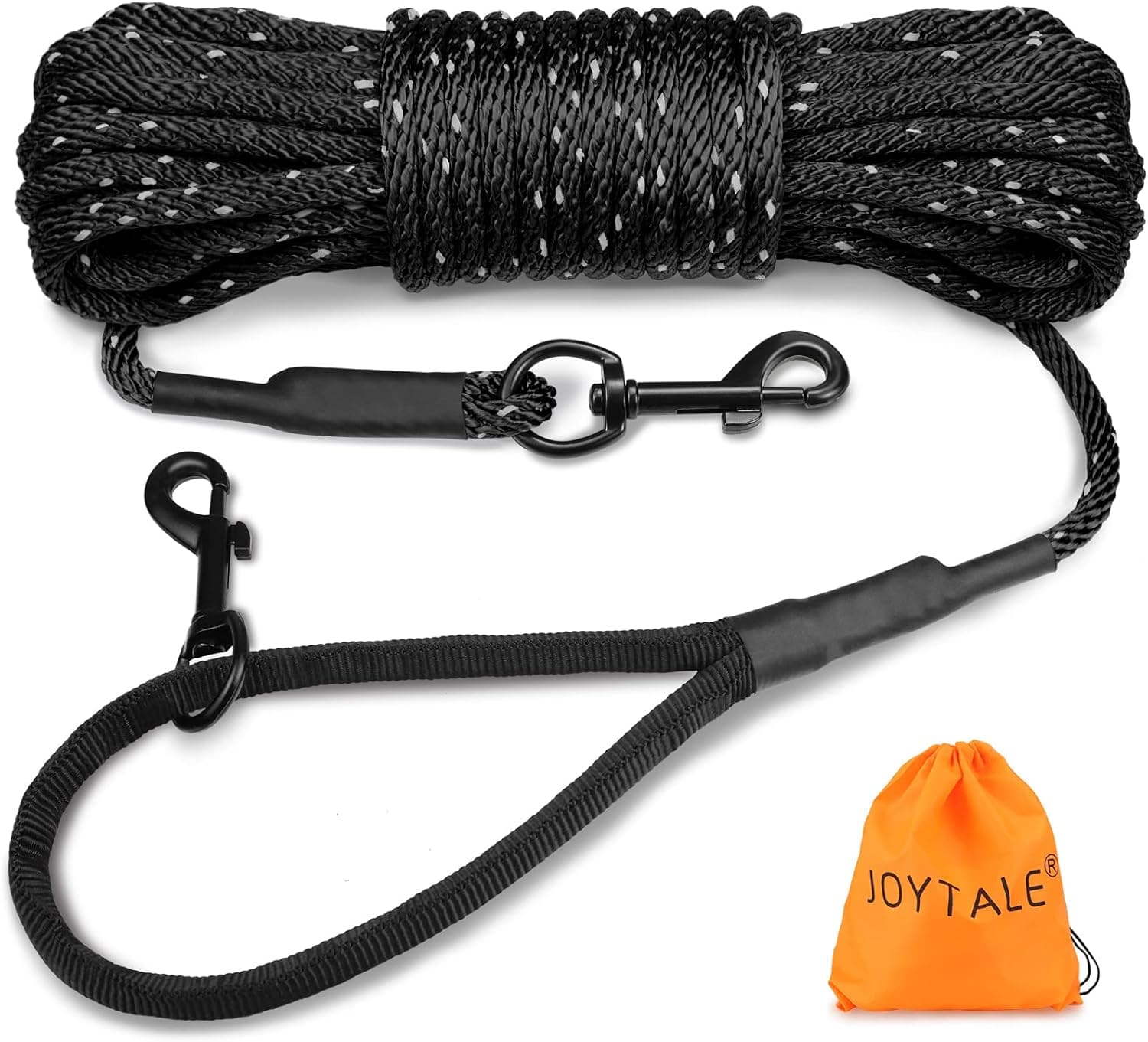 Long Dog Training Leash, 9.1 m Tie Out Rope Check Cord with Padded Handle, Reflective Recall Lead for Puppy and Small Dogs, Black ft(Pack of 1), photo 1 of 6