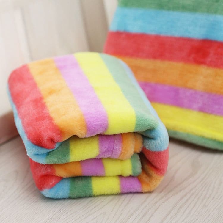 Shine Coral Fleece Pet Blanket for Dogs and Cats Rainbow Blanket length * width