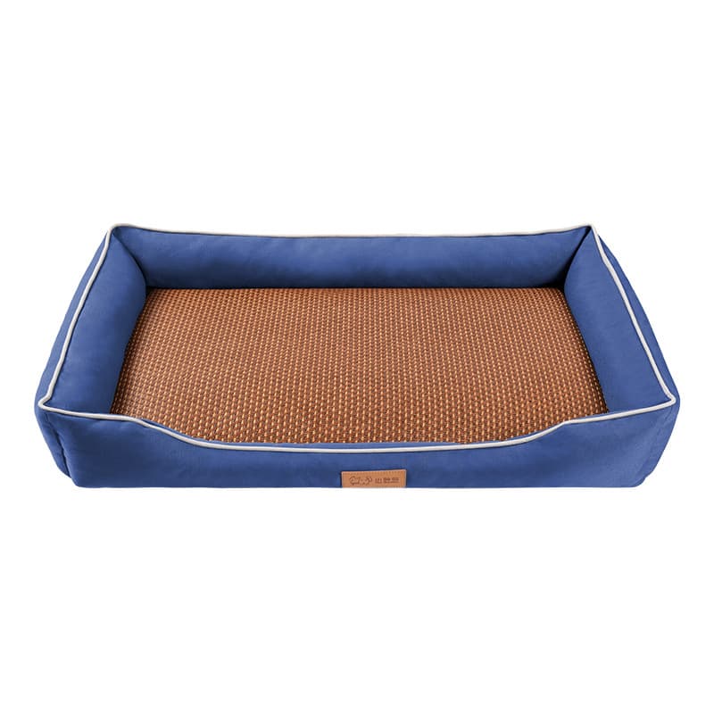Rectangular Pet Bed with Removable Cooling Mat – Durable 600D Oxford Fabric Dog & Cat Bed, High-Rebound PP Cotton Filling, Non-Slip Base, for Medium to Large Breeds, Includes Free Cooling Pad
