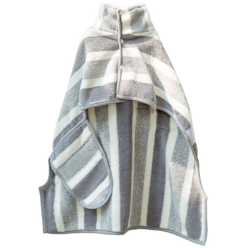 Grey and White Super Absorbent Dog Bathrobe – Quick-Dry Coral Fleece Pet Towel with Snaps & Adjustable Belly Strap | Wearable Drying Coat for Small Medium Large Dogs & Cats After Bath, Swim, Rain, photo 1 of 10