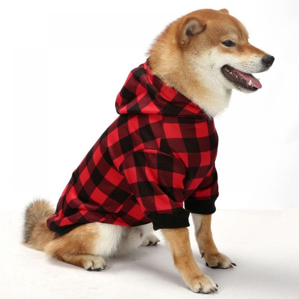 Big ! Pet Dog Plaid Hoodie Sweaters with Hat, Dog Warm Winter Dog Coat for Small Medium Large Dogs, photo 1 of 10
