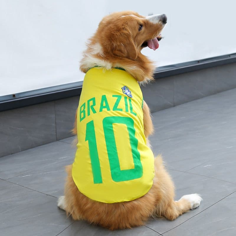 Pet Vest Dog Cat Soccer Jersey Polyester - Yellow 10 Brazil