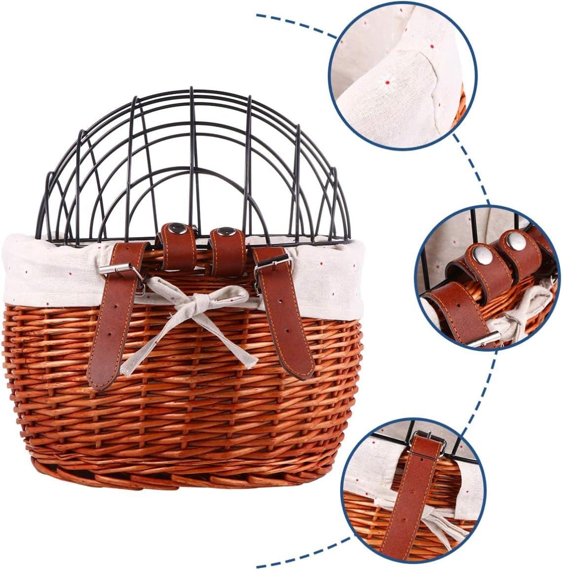 Cat Bike Baskets Bicycle Basket Woven Bike Pets Holder Pet Bike Front Carrier Bike Pet Carrier Basket Dog Car Woven Storage, photo 1 of 4