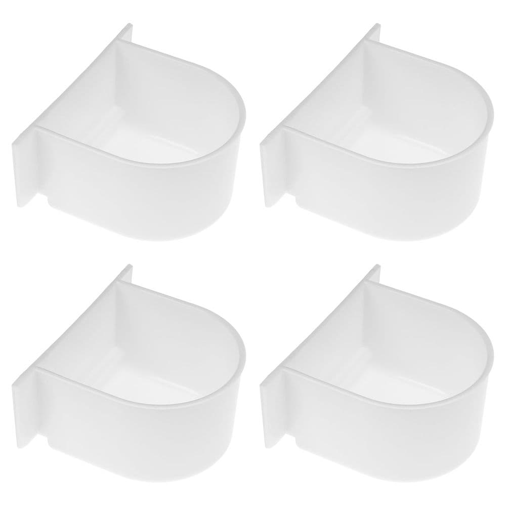 4-Pack Small Bird Cage Feeders White Durable Feeding Bowls for Parrots, Pigeons, and Small Birds, photo 1 of 5