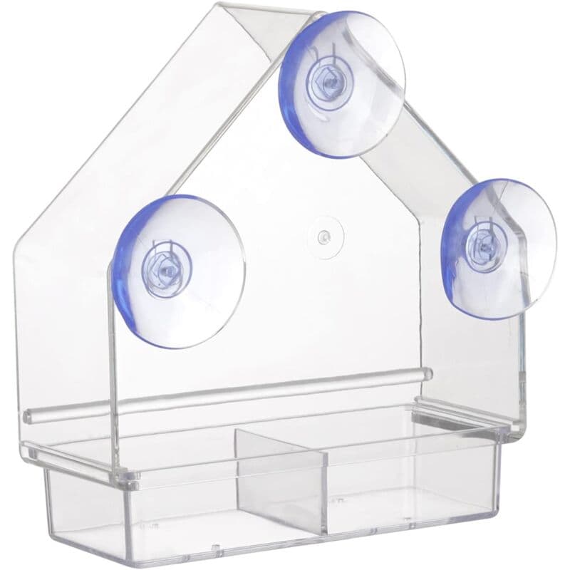 Clear Bird Feeder With Super Strong Suction Cups Removable Tray Refillable Weatherproof, photo 1 of 4