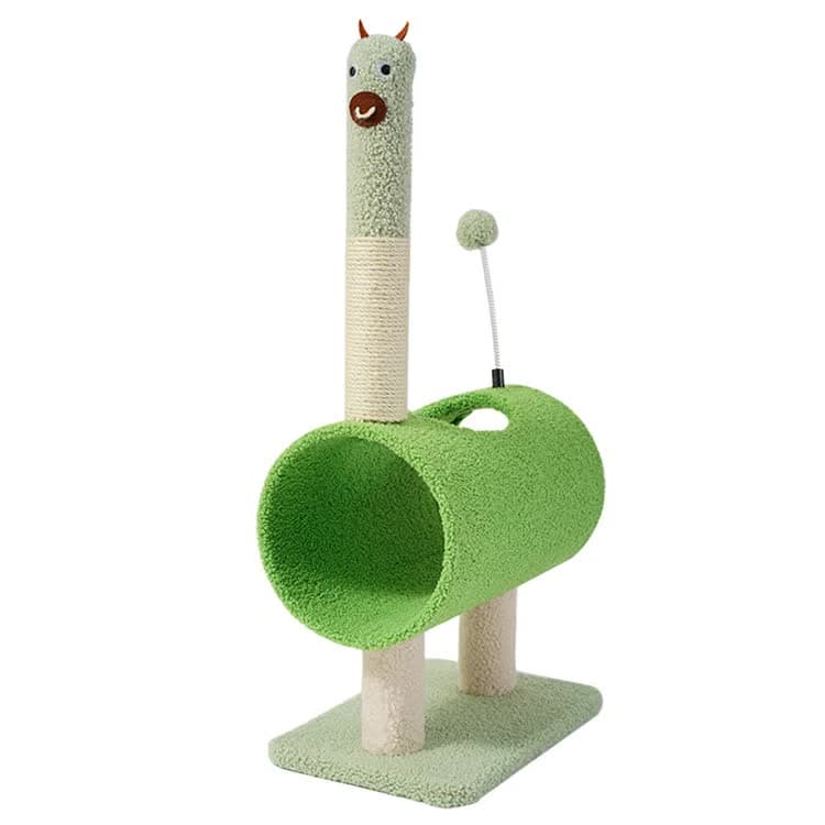Interactive Cat Tunnel & Scratching Post with Spring Toy - Cozy Playtime for Kittens
