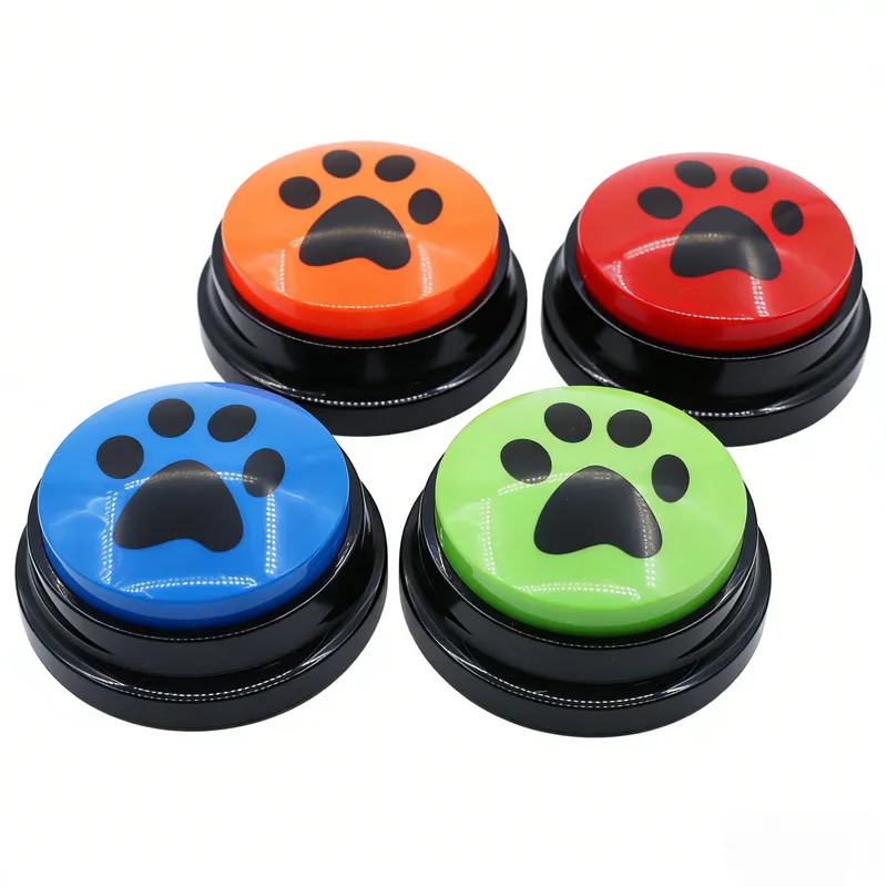 4-Pack Durable Dog-Talking Buttons & Recordable Voice Boxes - Interactive Vibrant Colors Speech Training Toy, photo 1 of 4