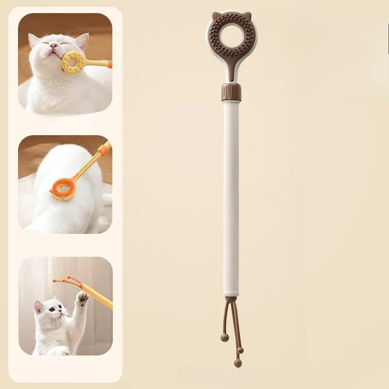 3-in-1 Retractable Pet Scratching Stick, Double-Sided Cat Massage Comb for Cat Grooming
