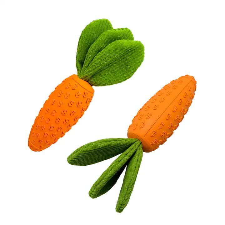 2 PCS Durable Rubber Carrot Dog Toy – Squeaky Chew Toy for Large Dogs, Puppy Teething & Dental Care, Interactive Play for Bored Pets, photo 1 of 5