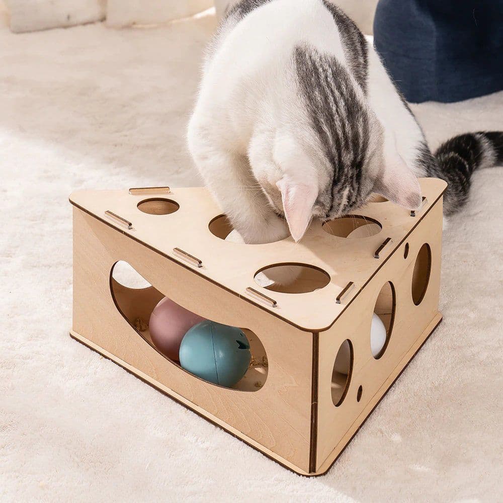 Cat Treat Puzzle | Wooden Kitten Toys | Interactive Treat Maze, Cat Enrichment Toy, Pet Treat Puzzle Box, Wooden Treat Maze, photo 1 of 4