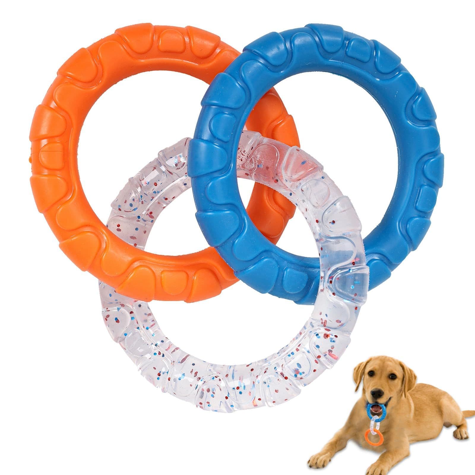 3-Ring Tug Dog Toy, Durable & Water Resistant Dog Chew Toy for Pets Training , Interactive Fetch Toy for Puppy (Orange & Blue), photo 1 of 5