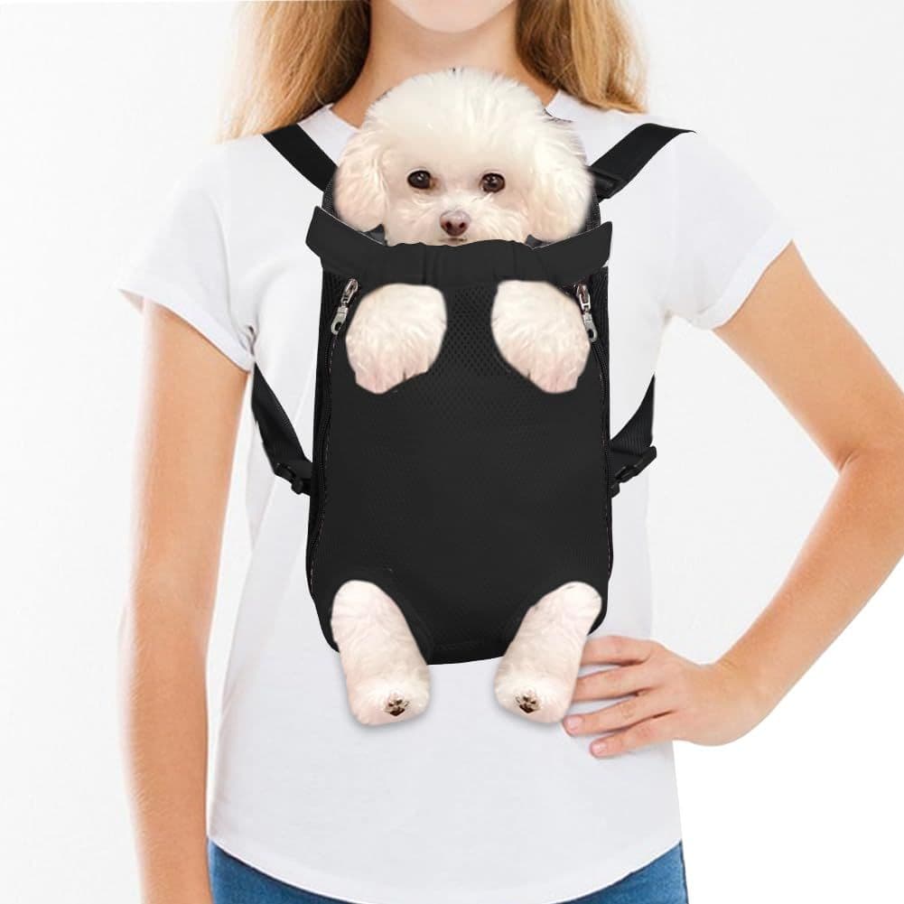 Dog Carrier Backpack Pet Legs Out Front Cat Travel Bag, Adjustable Puppy Backpacks Carriers Hands-Free (Small, Black), photo 1 of 5