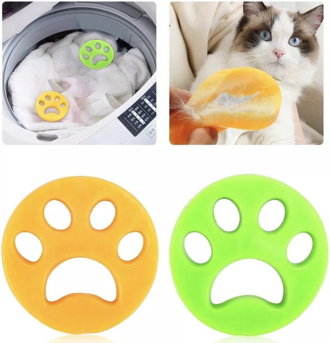 ALG-Shop - Pet hair remover - 2 pieces - Washing machine cleaner - Dog hair remover for washing machine and dryer - Fluffy paws, photo 1 of 5