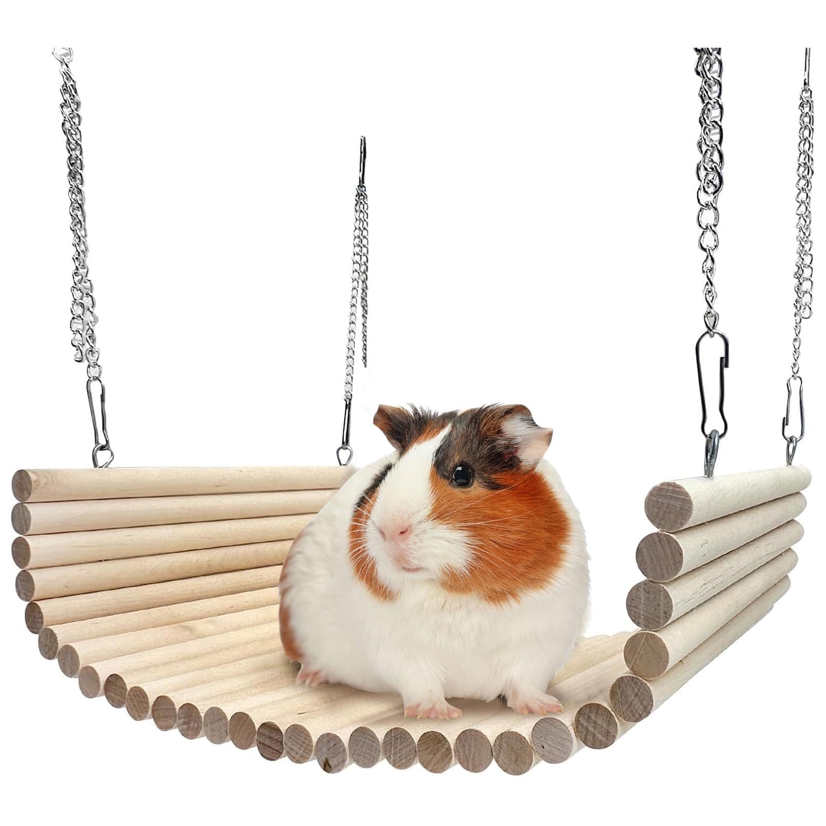 Chinchilla Wooden Suspension Bridge Platform Toy, Small Animal Climbing Toys for Guinea-Pigs Sugar Glider Squirrel and Other Small Animals (Birch 20*35cm), photo 1 of 5