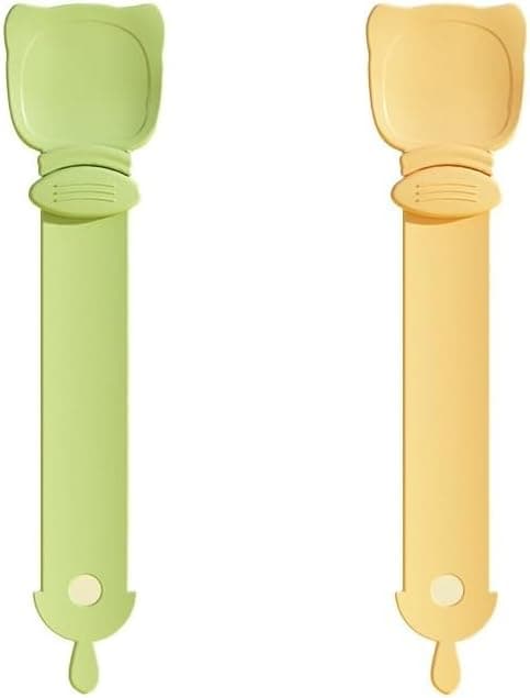 Cat Food Dispensing Spoons, 2-in-1 Design with Cat Head Shape, Orange/Green, Set of 2, photo 1 of 5