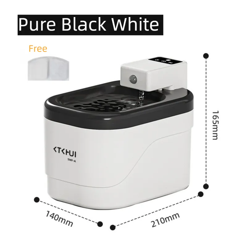 Pure Smart Motion Sensor Wireless Pet Water Fountain - 2L Cordless Quiet Automatic Water Dispenser with Quadruple Filtration for Cats and Dogs