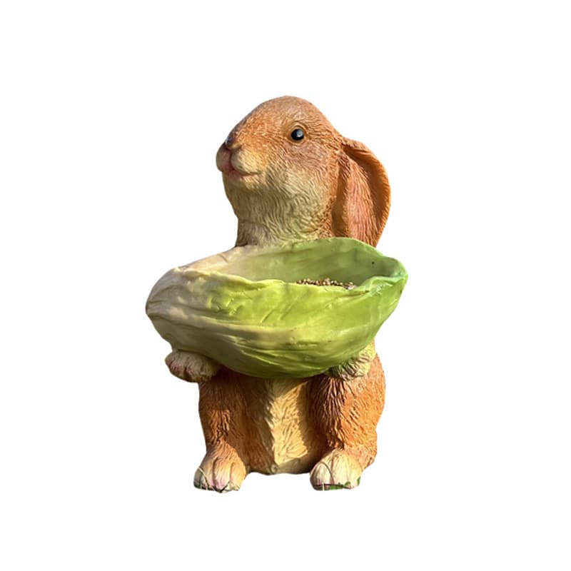 Cute Resin Rabbit Bird Feeder for Outdoor Garden Courtyard Balcony Landscape Decoration Durable Waterproof Animal Statue for Local Wild Bird Enthusiasts, photo 1 of 5