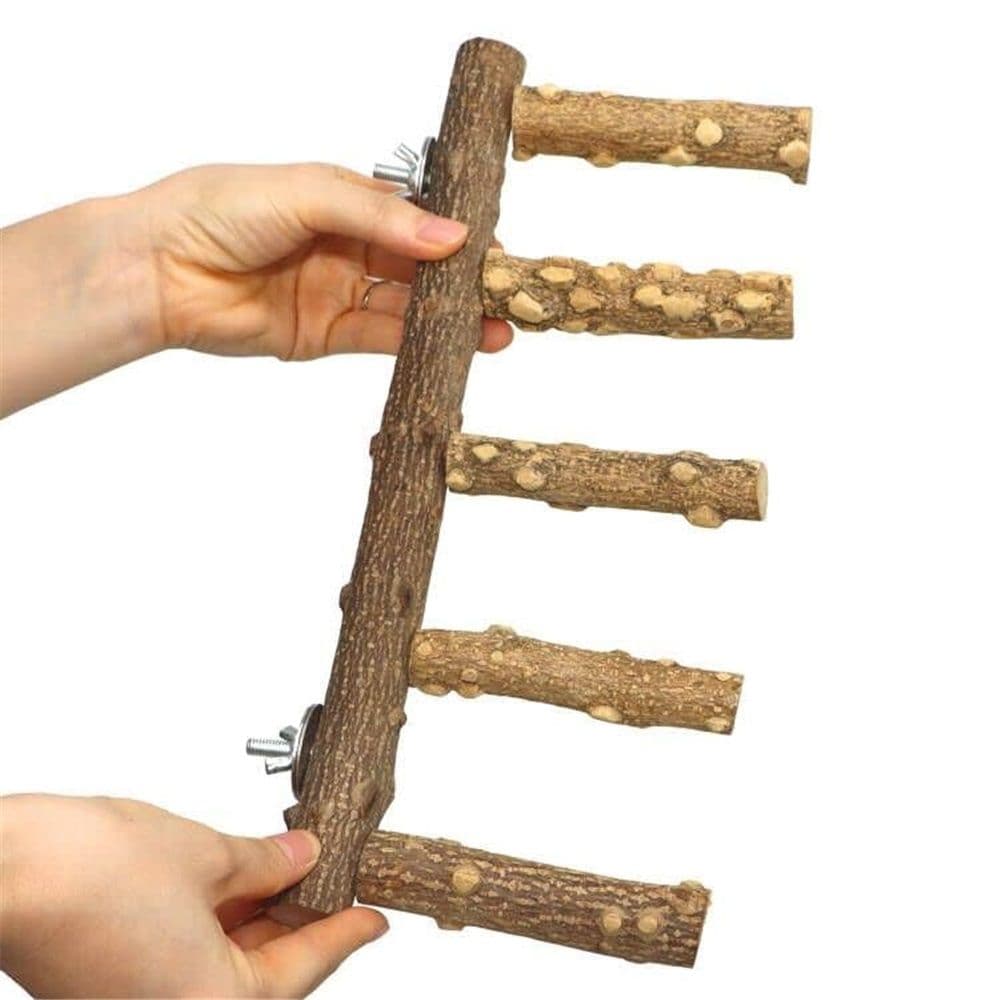 Bird Ladder Perch Cage Nature Wood Stand Parrot Chew Toy for Small Medium Parrot Animal, photo 1 of 5