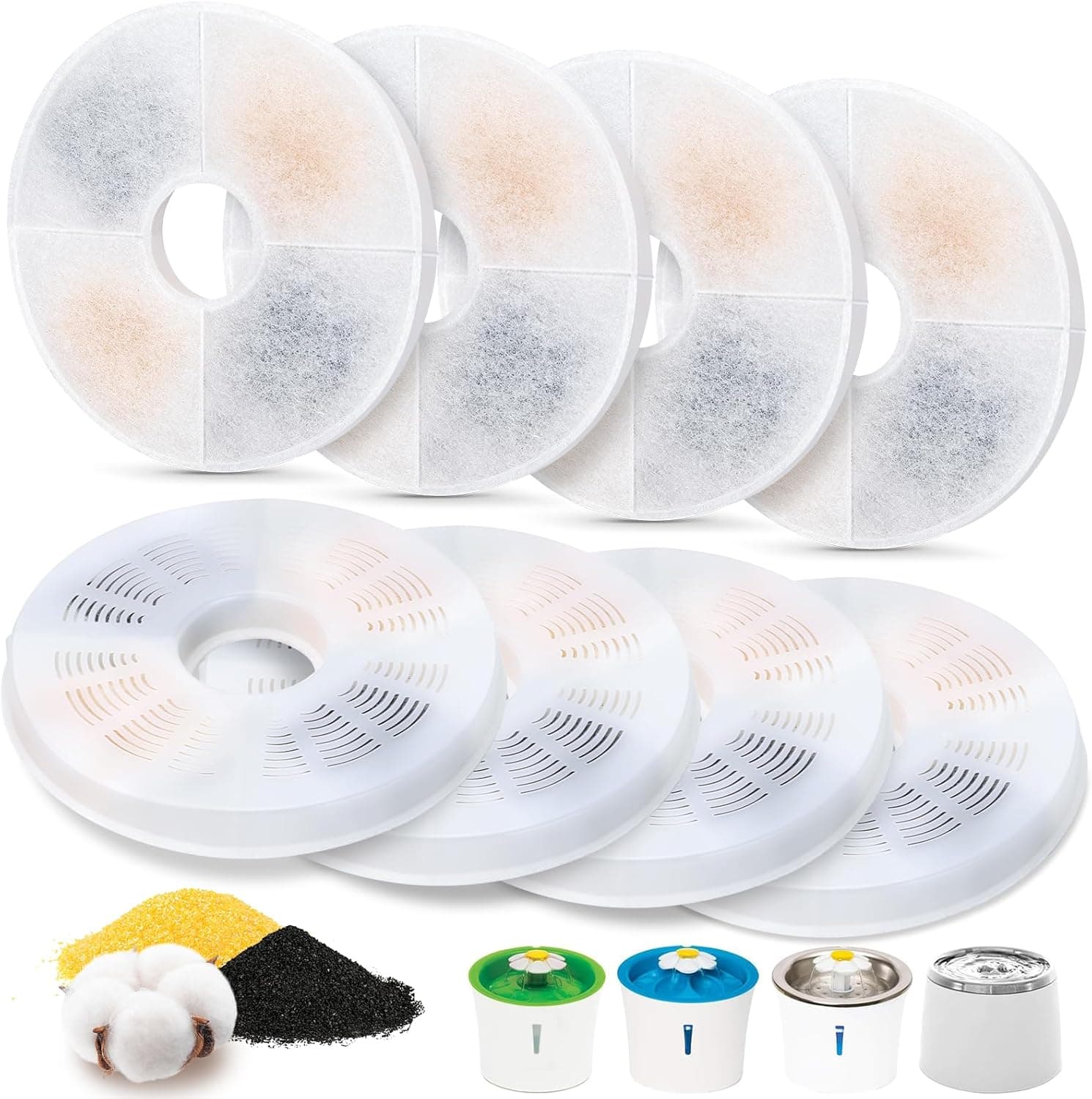 8 Pack Cat Water Fountain Filter Replacement Compatible with Catit, Cat Fountain Filters Compatible with Catit Design Senses Fountain/Flower Fountain/Senses 2.0 / Fresh & Clear Stainless Steel, photo 1 of 7