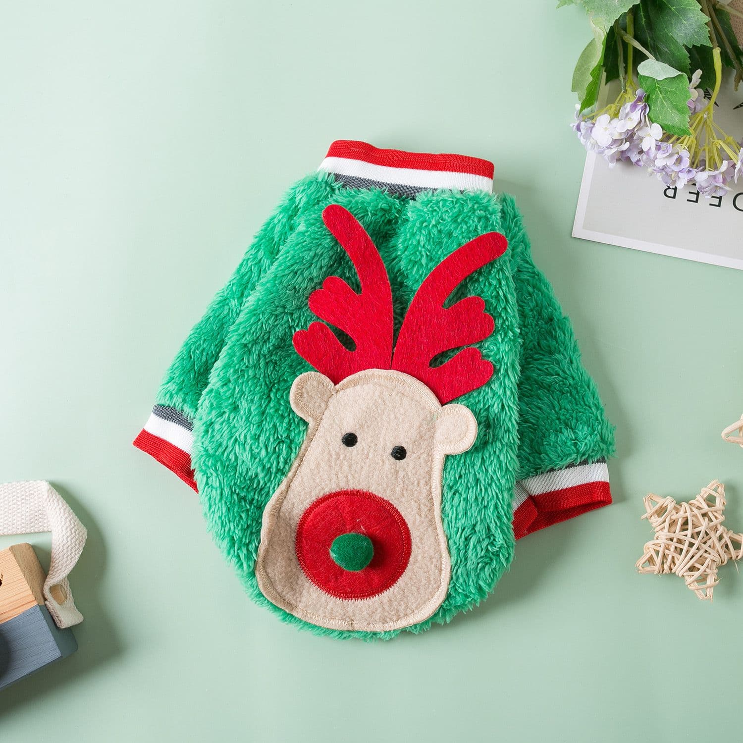 Pet Dog Christmas Deer Antler Fleece Vest Odd Pet