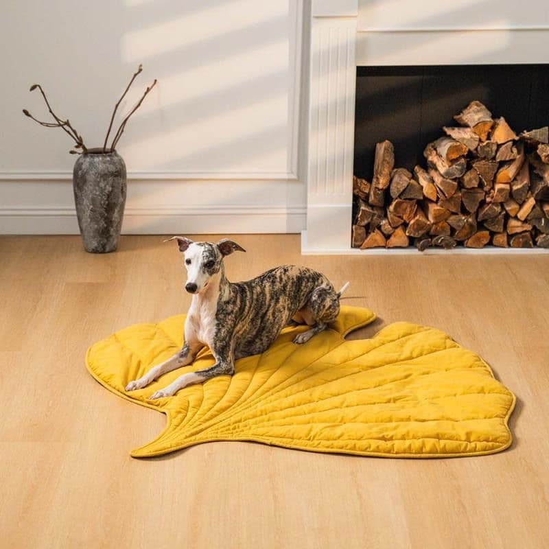 Cozy Leaf-Shaped Pet Mat for Dogs and Cats – Multi-Use Plush Sleeping Pad, Warm Blanket, and Crate Cover for All Seasons, Soft Pillowy Cushion Perfect for Resting, Napping, or Snuggling Anytime (Yellow), photo 1 of 10