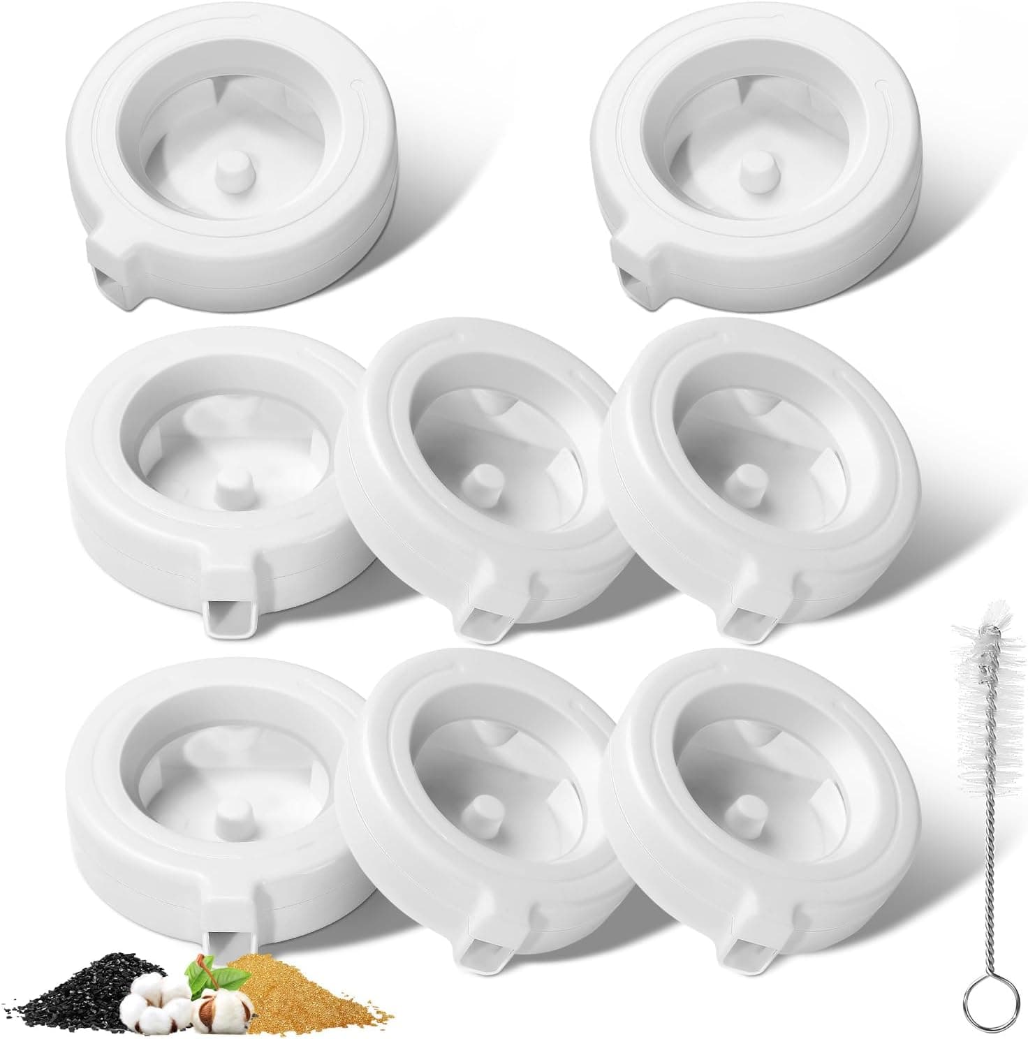 8 Pack Replacement Filters for 3.6L/4.6L/6L/8L Gravity Pet Water Dispenser, Dog Water Filter Replacement, Triple Filtration Pet Fountain Filter, Water Feeder Filter for Cat and Dog(1 Brush), photo 1 of 8