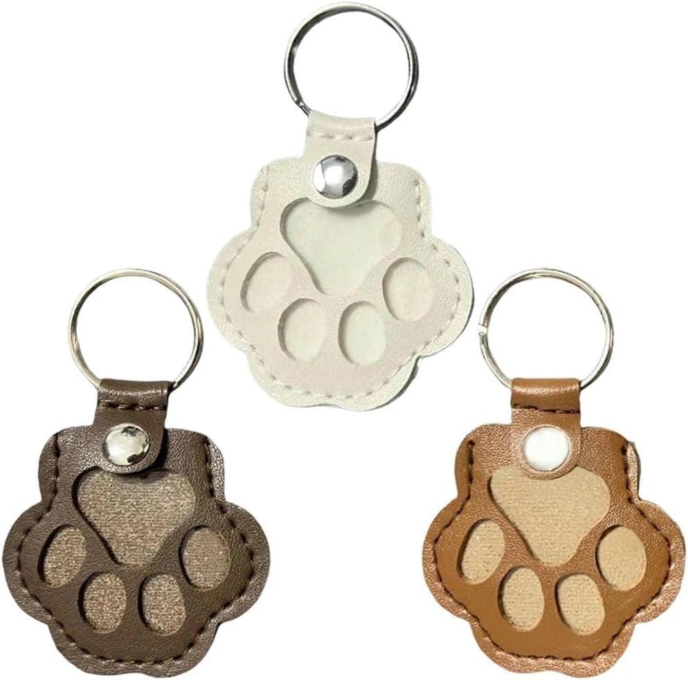 Pet Hair Storage Bag 3pcs Leather Cat Paw Keychain Portable Pet Hair Memorial Keepsake Keyring for Pet Commemorative, photo 1 of 8