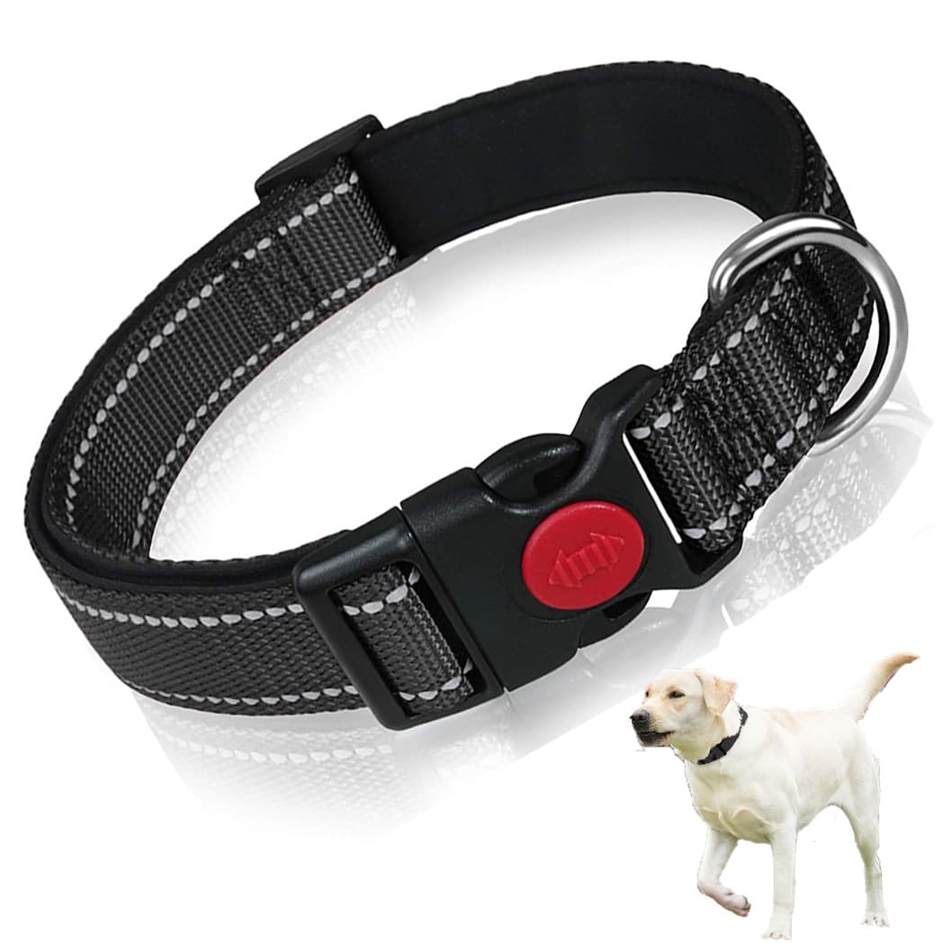 5pcs Tactical Reflective Dog Collar with Quick-Release Safety Lock | Neoprene Padded Nylon | GPS Tracker Pouch Compatible
