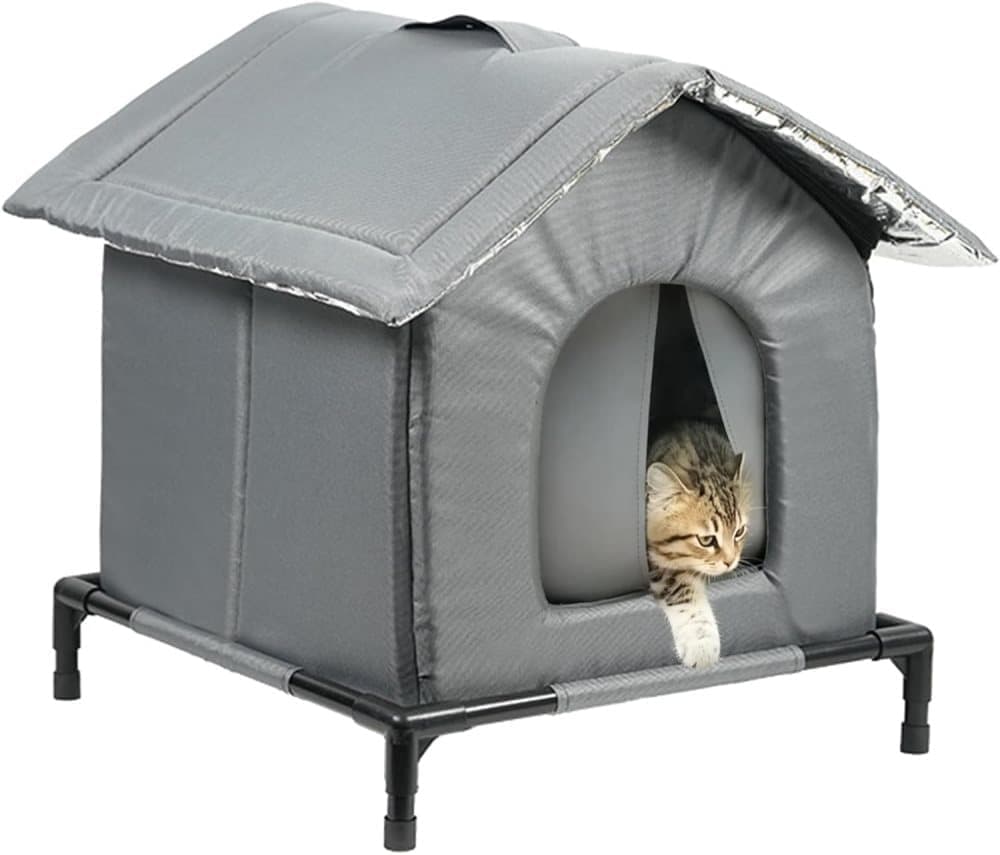Gray Cat and Dog Bed, Waterproof Insulated Durable Pet House, Compatible with Cats and Dogs, Winter Pet Basket