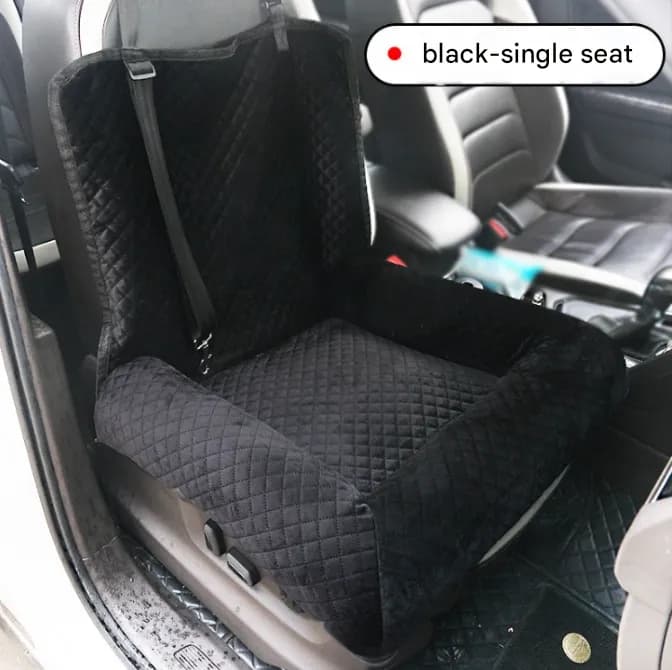 Plush Dog Car Booster Seat - 2-in-1 Travel Bed for Small Dogs with Washable Cover