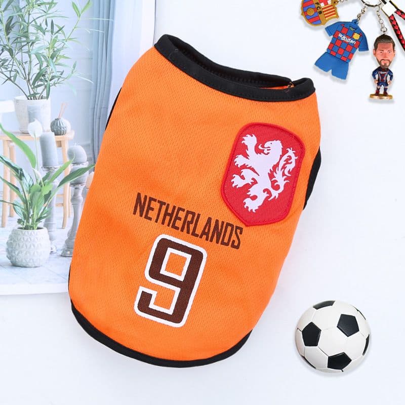 Pet Soccer Jersey Vest Dog Cat Sport Wear - . Orange Size 9 Dutch