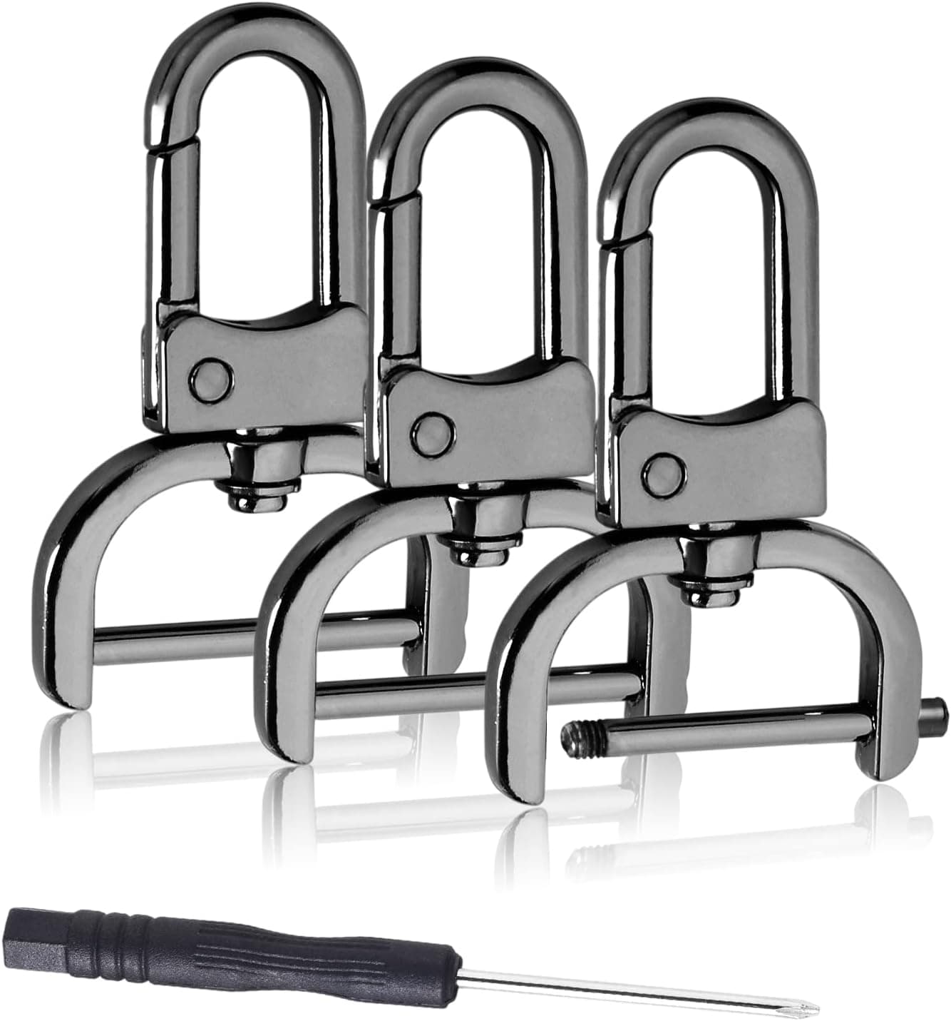 6 Pack 2.5 cm Detachable Snap Hook Swivel Clasp, Metal Lobster Claw Clips Clasp with Screwdriver for Replacement Purse Keychain Hardware, Keyring Clip, Pets Collar Accessories (Black), photo 1 of 6