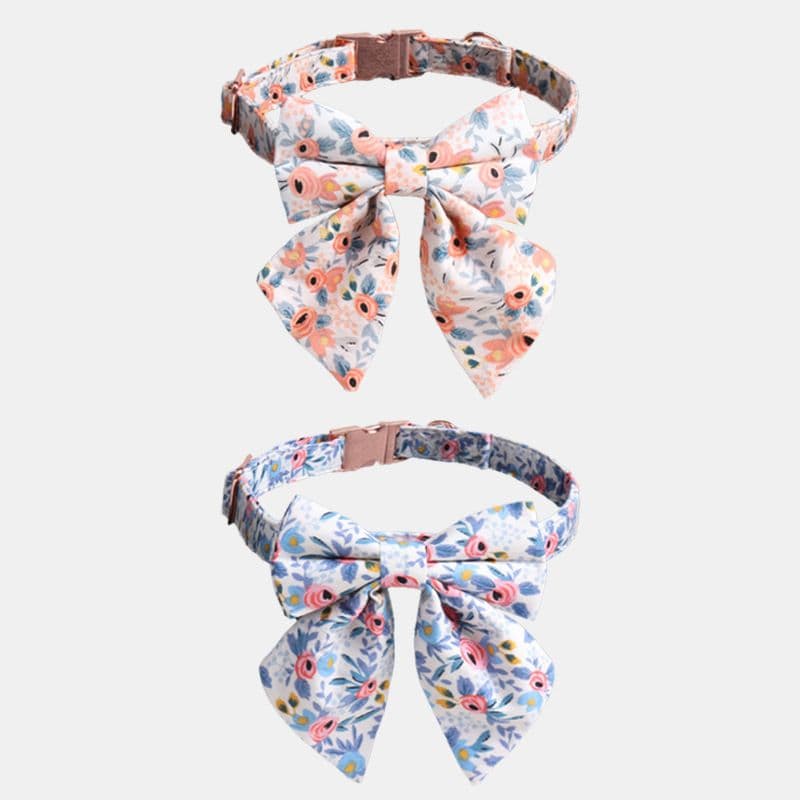 2pcs Pet Collar Dog Collar with Bow Tie and Flower Kitten Collar Breakaway Cat Bowknot Collar Small Puppy Collar Pet Bow Tie, photo 1 of 5