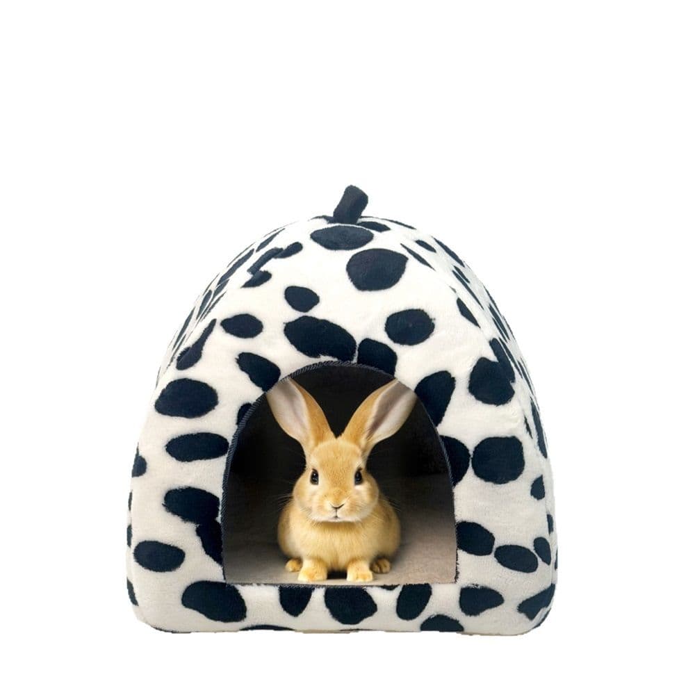 Guinea Pig Bed, Guinea Pig Warm Hideout House Accessories Cozy Bed for Small Animals Hamsters Chinchillas Dwarf Bunnies Hedgehogs(Black and white dots), photo 1 of 5