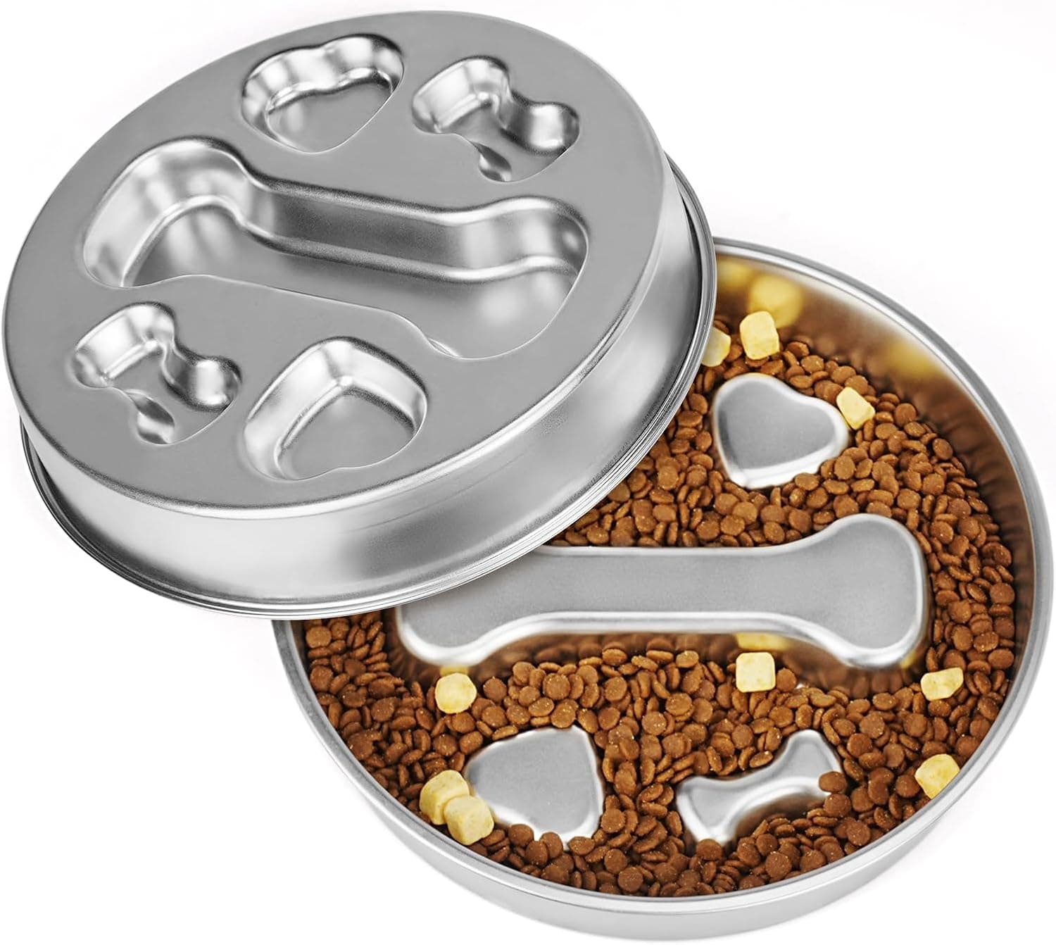2-in-1 Stainless Steel Dog Slow Feeder & Lick Mat Set of 2 - Dishwasher Safe - Anti-Skid Design for Pet Feeding, photo 1 of 7