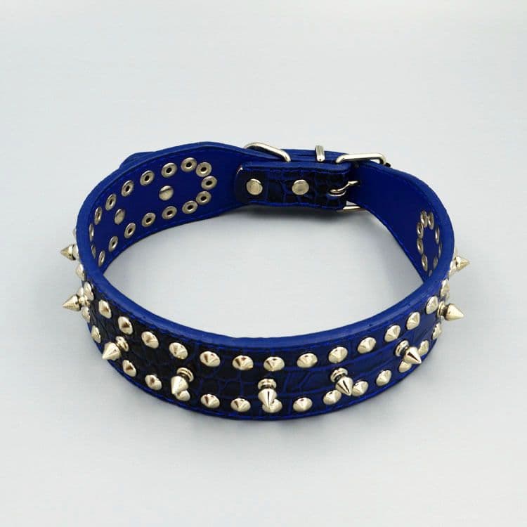 Chenjia Leather Dog Collar Large Breed Blue