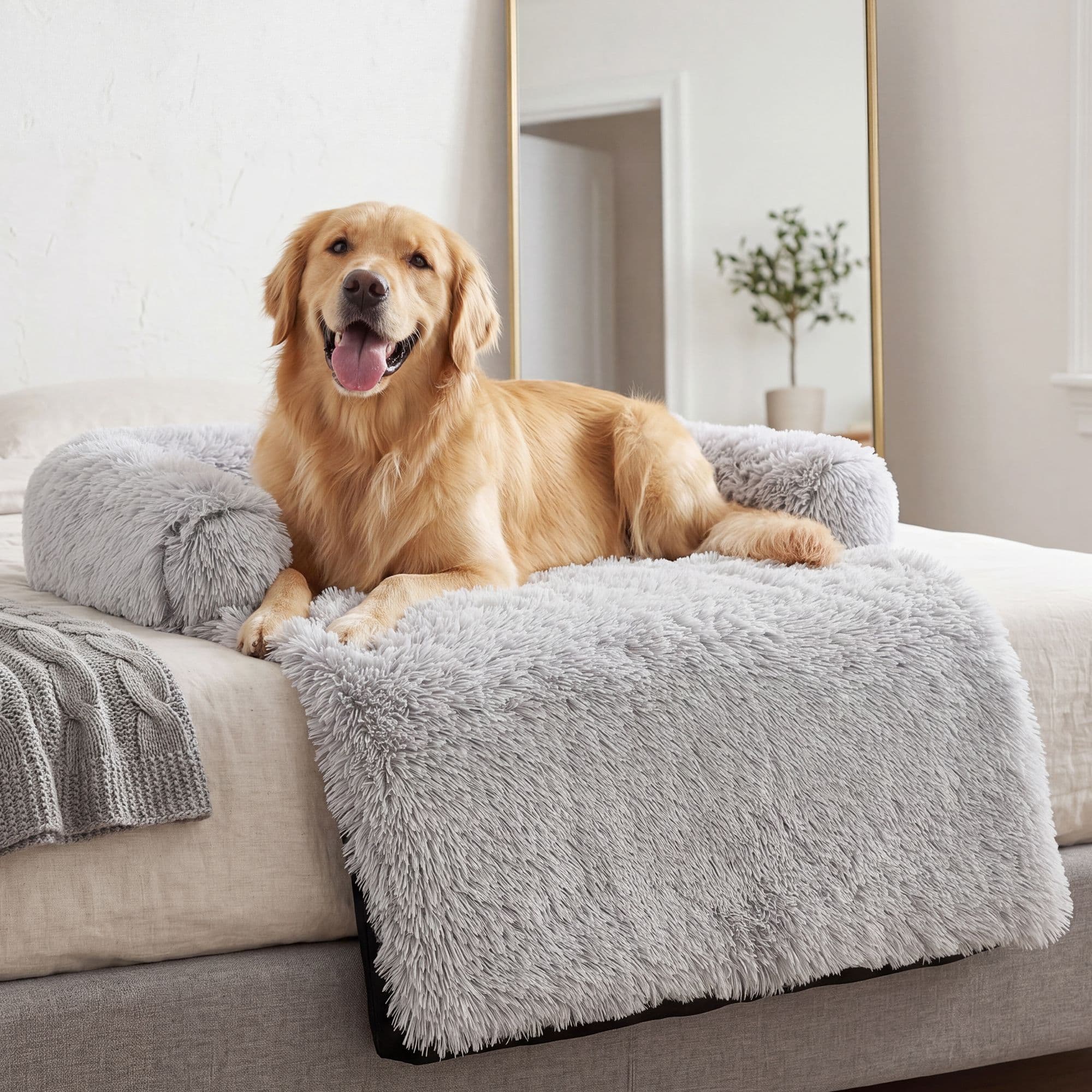 Plush Dog Bed Dog Bed With Bolster Comfortable Dog Bed Large Dog Bed Small Dog, photo 1 of 6
